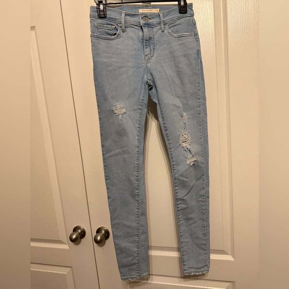 Levi's Light Blue Ripped Skinny Jeans
